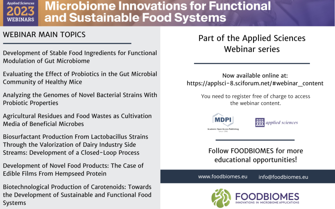 Did you miss the last applied sciences webinar on microbiome innovations by FOODBIOMES? Watch it now!